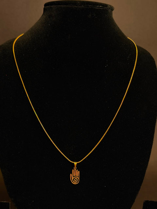 Spiral Hamsa hand Round stainless steel 18k gold plated chain