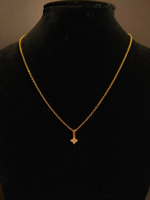 Tiny white stone flower round stainless steel 18k gold plated chain
