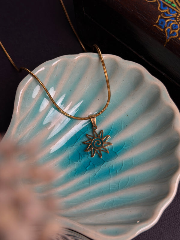 Spiral Star round stainless steel 18k gold plated chain