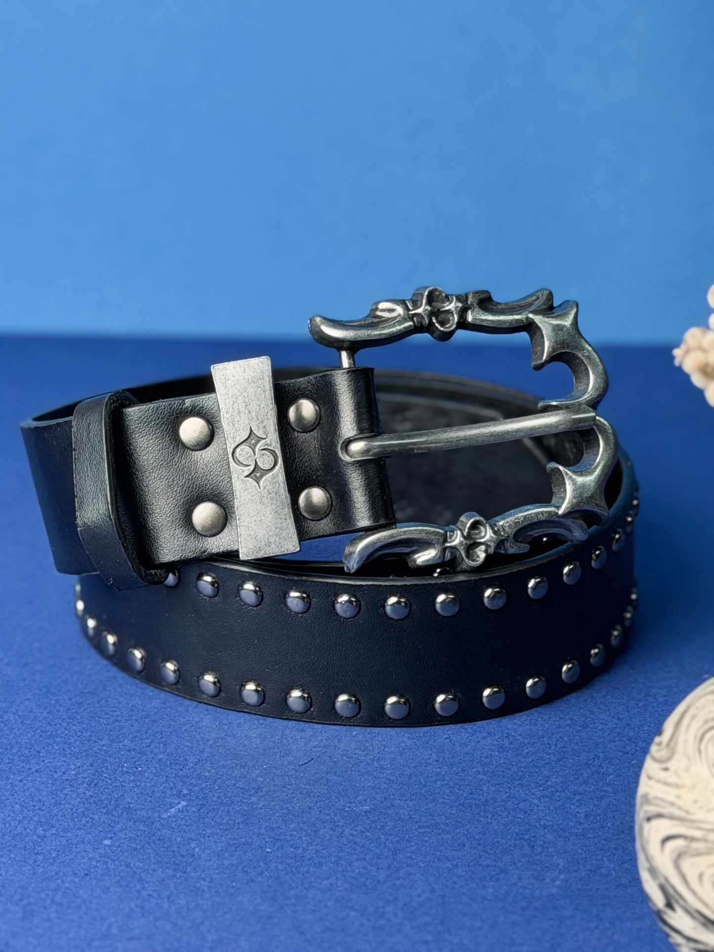 Midnight Rider Studded Premium Leather Belt – Black