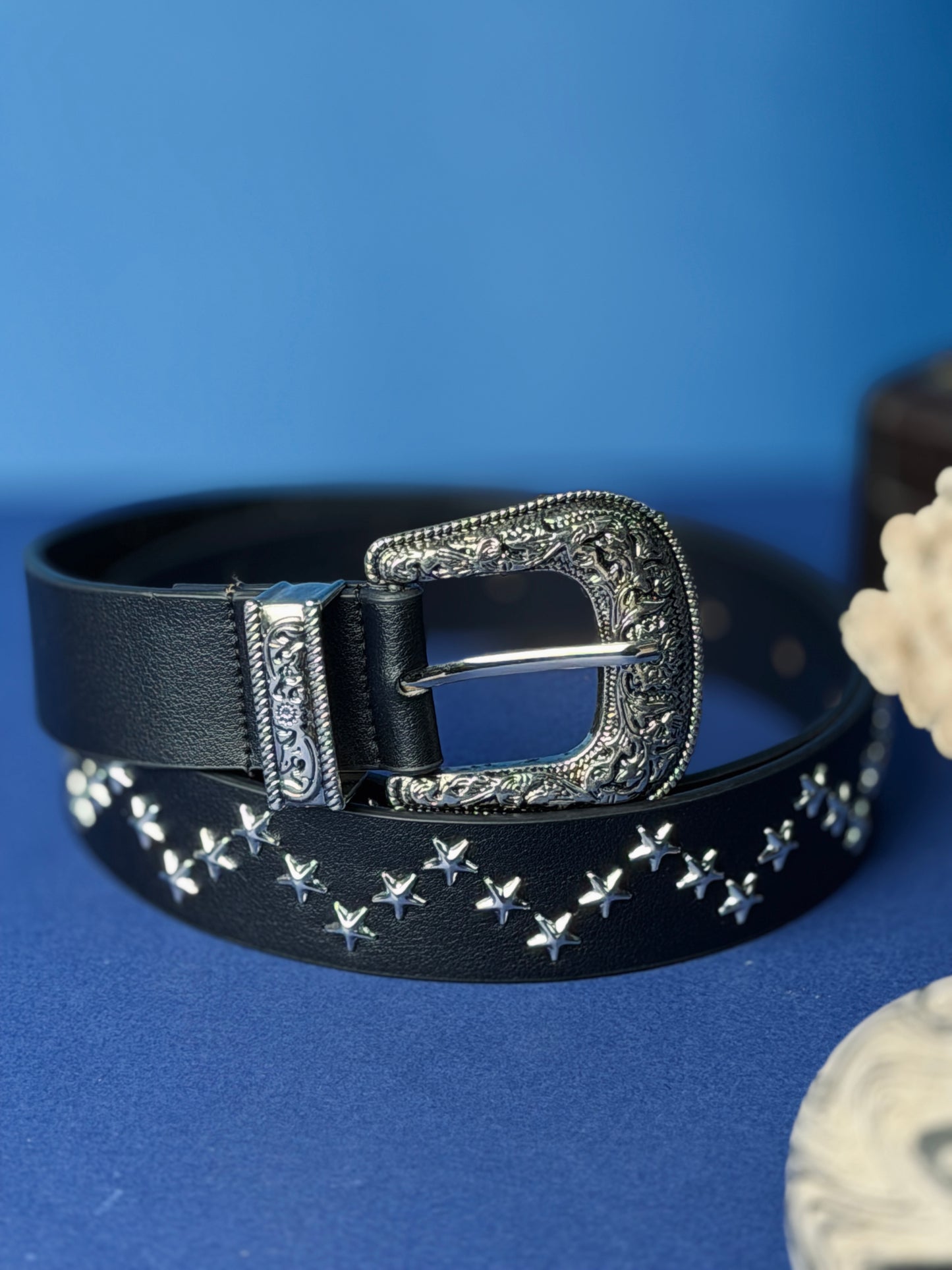 Nova Star Studded Premium Leather Belt – Black