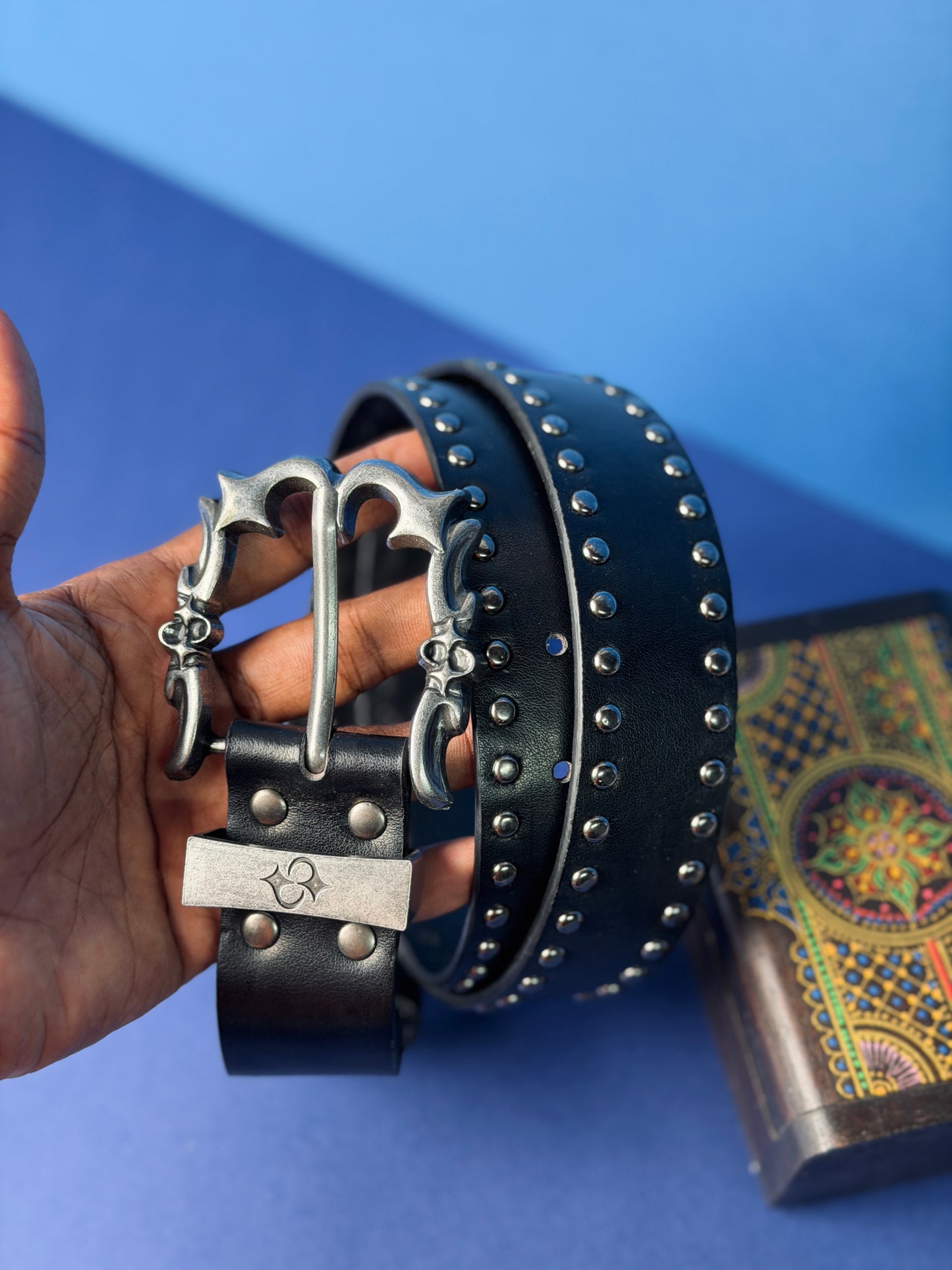 Midnight Rider Studded Premium Leather Belt – Black