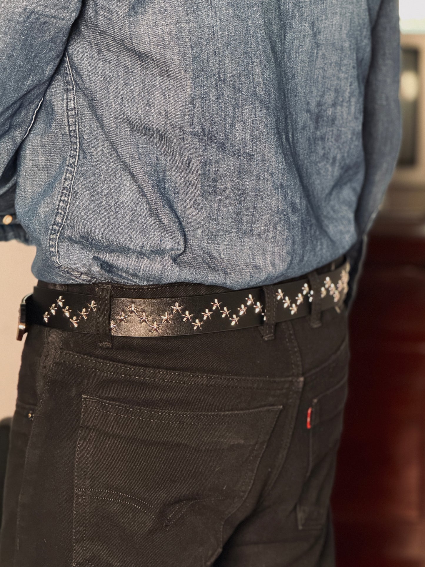 Nova Star Studded Premium Leather Belt – Black