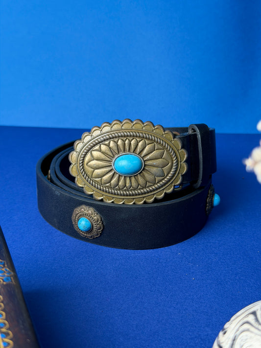 Blue Talisman Premium Leather Belt – Black