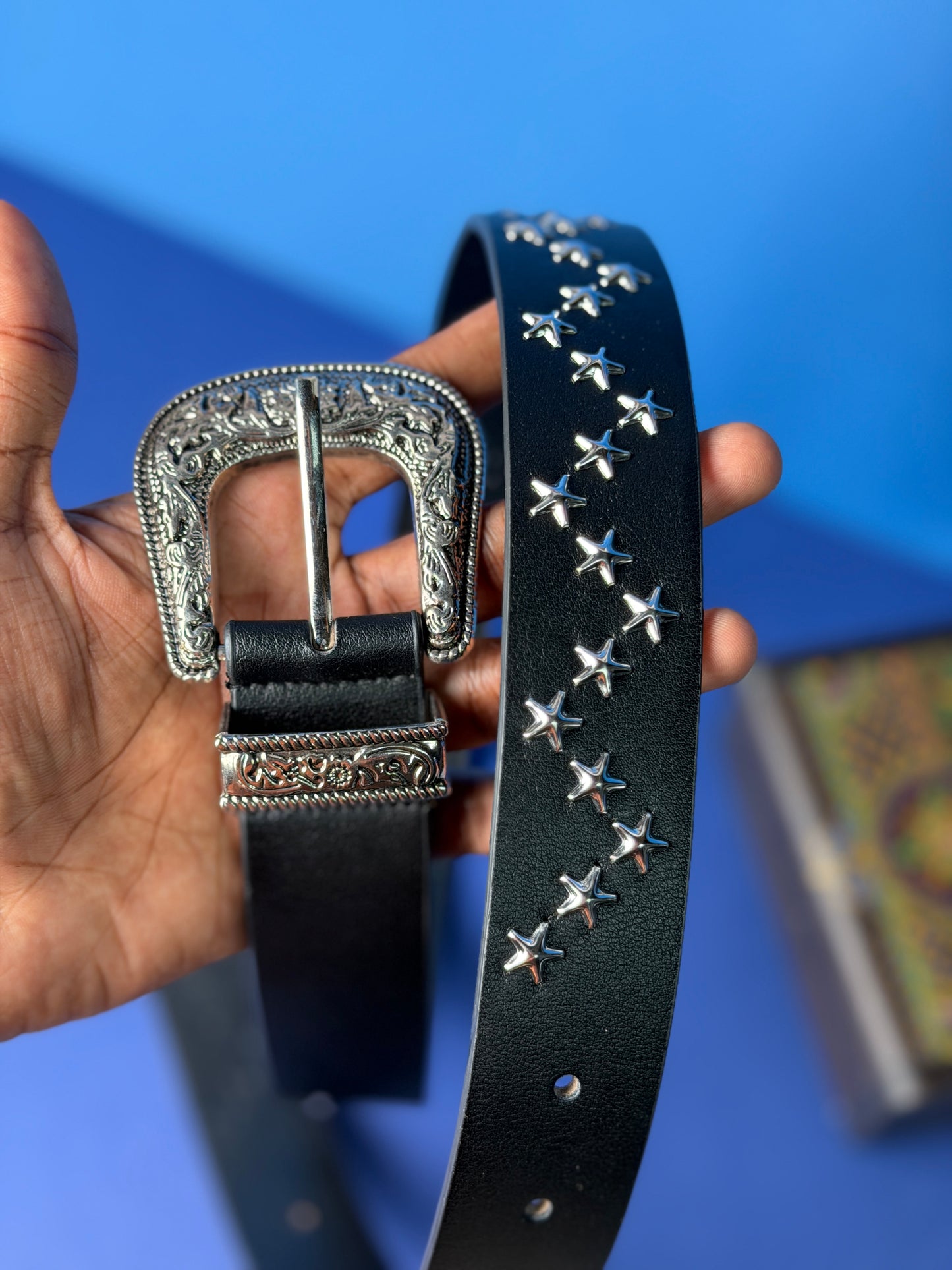 Nova Star Studded Premium Leather Belt – Black