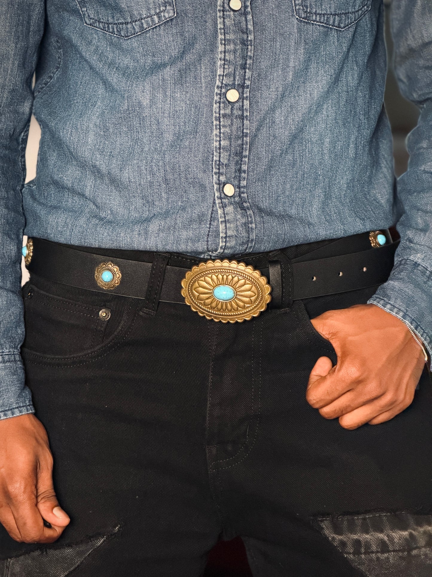 Blue Talisman Premium Leather Belt – Black