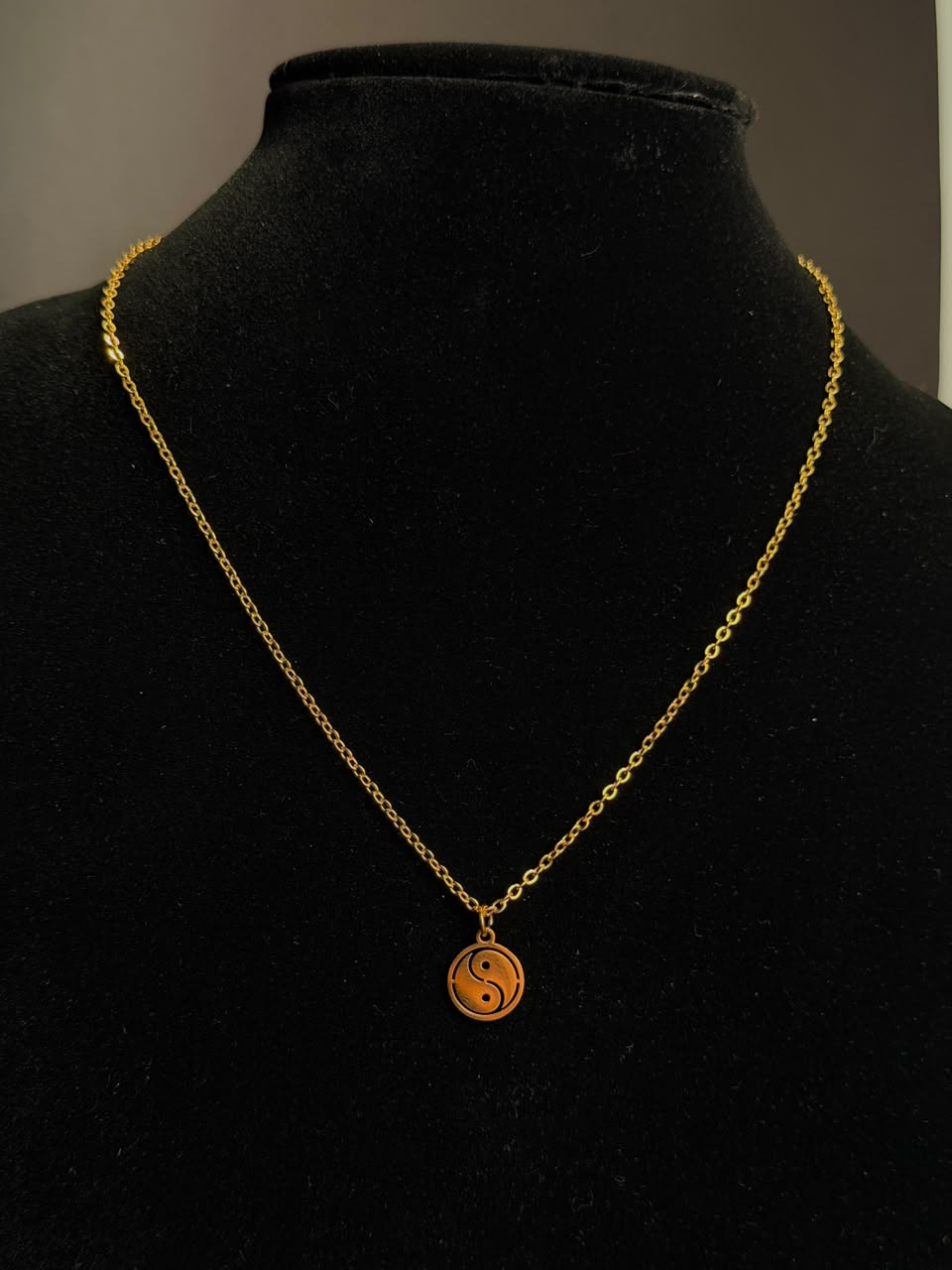 Yin Yang stainless steel 18k gold plated chain