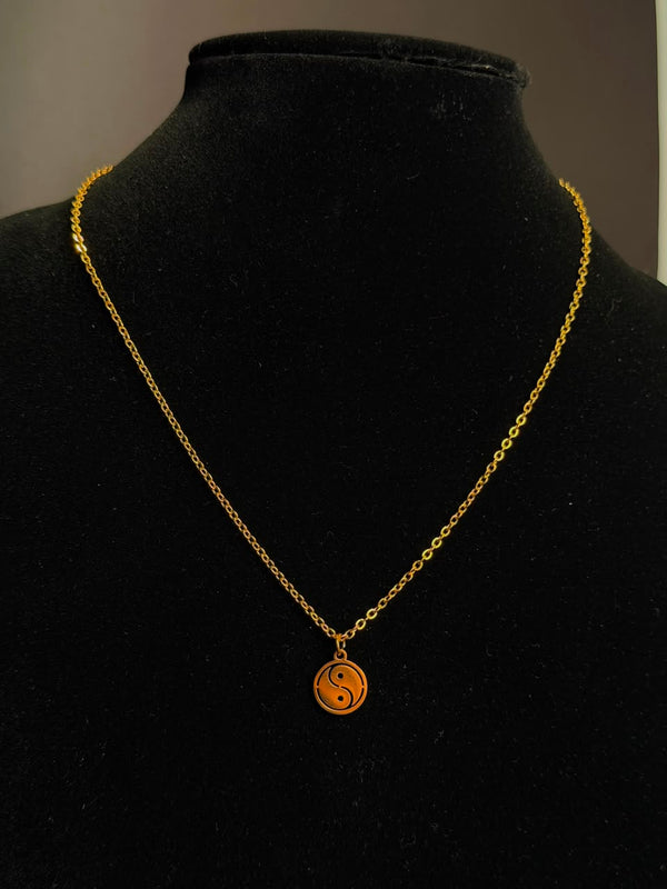 Yin Yang stainless steel 18k gold plated chain